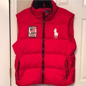Alpine ski Ralph Lauren polo men Red puffer vest